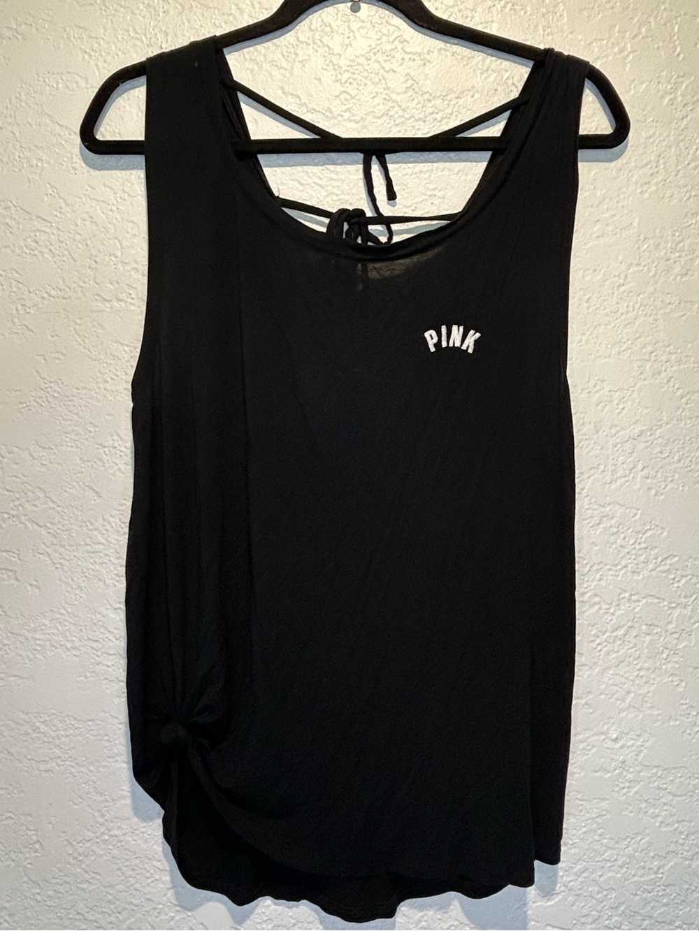 PINK Victoria's Secret Black Tie-Back Knot Tank